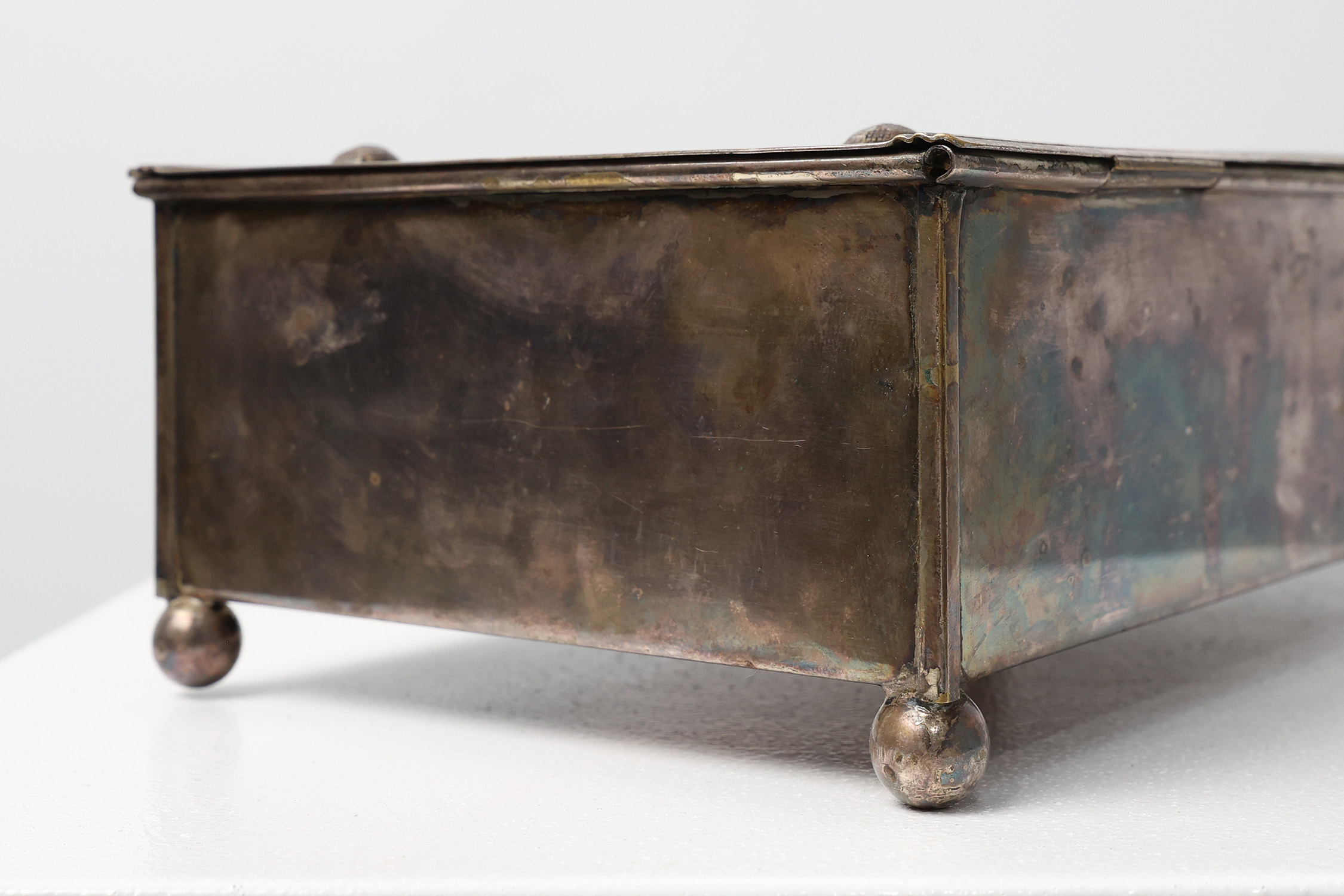 Jugendstil Silver-Plated Box with Engraved Lid by Carl Deffner, Germany, circa 1910thumbnail